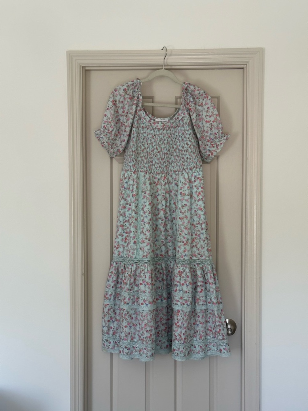 LoveShackFancy x Target Mint Floral Smocked Midi Dress - Picture 4 of 5